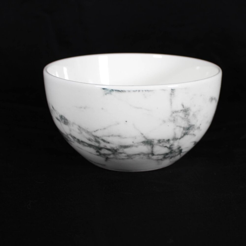 White Gray Marble Bowls Set of 2 Classic Minimalist Neutral Simplistic - Picture 3 of 9